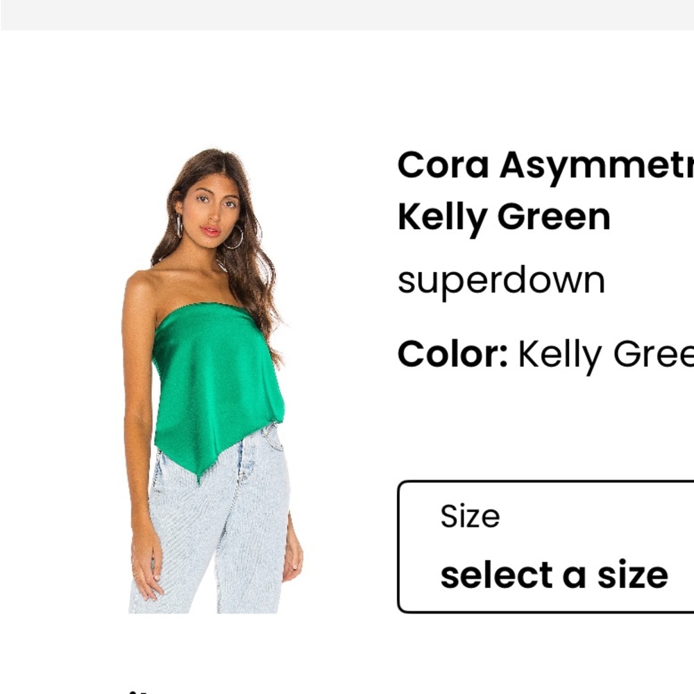 Superdown Cora Asymmetrical Top in Green | Size S